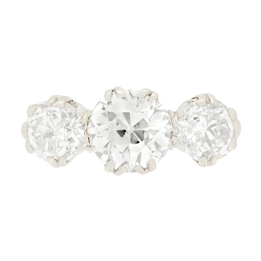 Art Deco 3.00ct Three Stone Ring, c.1920s