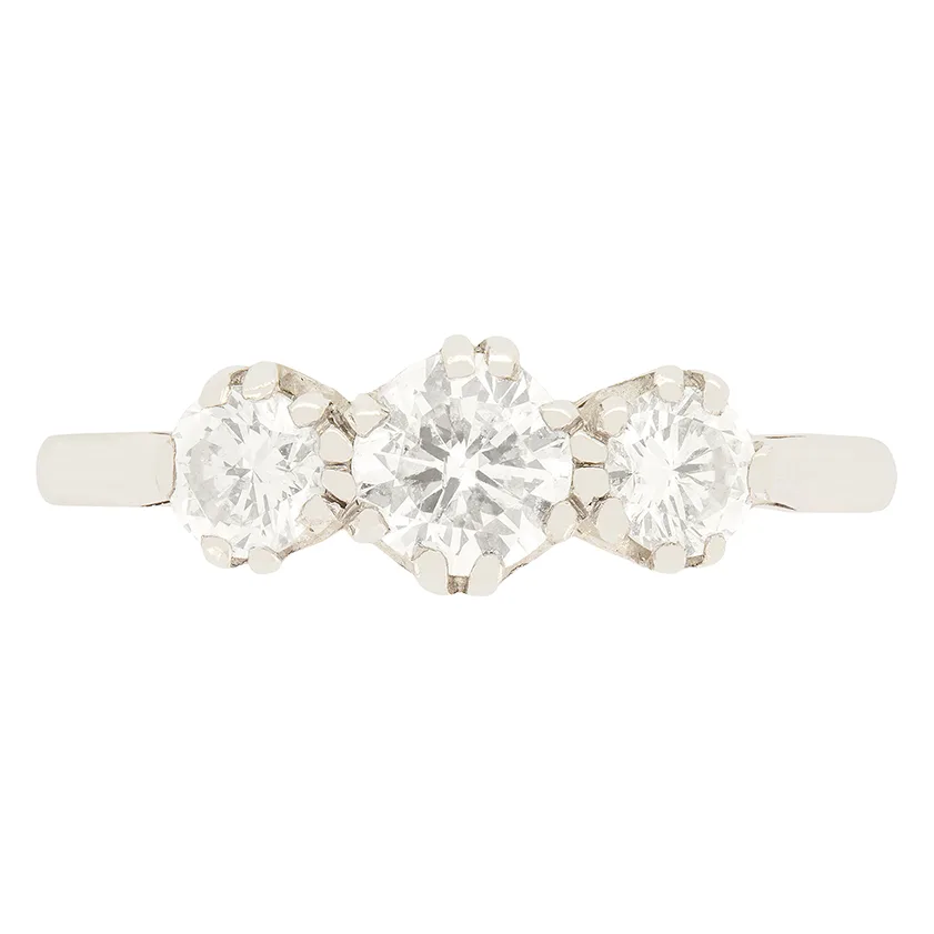 Late Deco 1.10ct Diamond Trilogy Ring, c.1940s