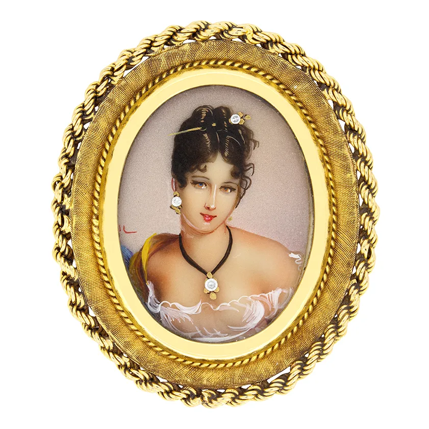 Edwardian Diamond Portrait Brooch and Pendant, c.1902