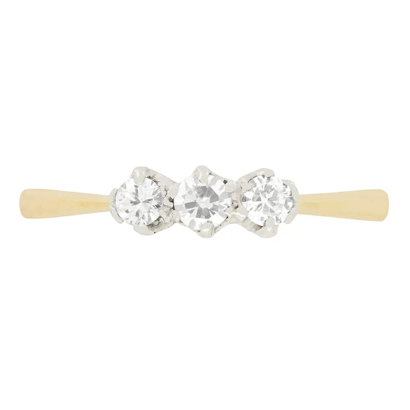 Late Deco 0.35ct Diamond Three Stone Ring, c.1930s
