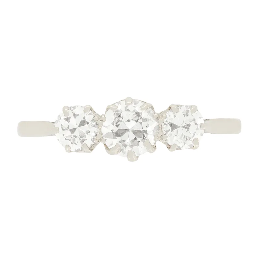 Art Deco 1.20ct Diamond Three Stone Ring c.1920s
