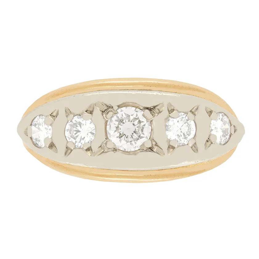 Vintage 0.75ct Diamond Five Stone Ring, c.1950s