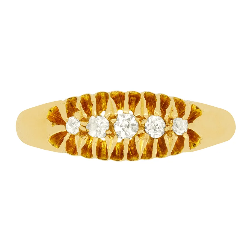 Victorian 0.15ct Diamond Five Stone Ring, c.1900s
