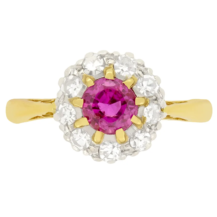 Victorian 0.50ct Pink Sapphire Cluster Ring, c.1900s