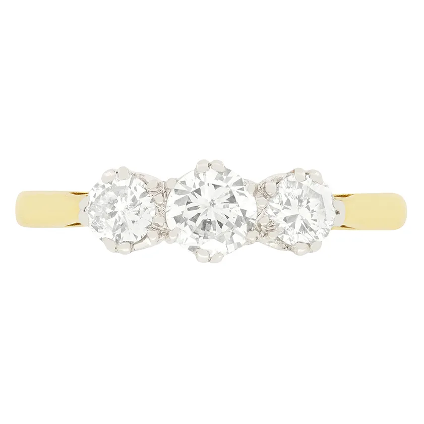 Vintage 0.70ct Diamond Three Stone Ring, c.1900s