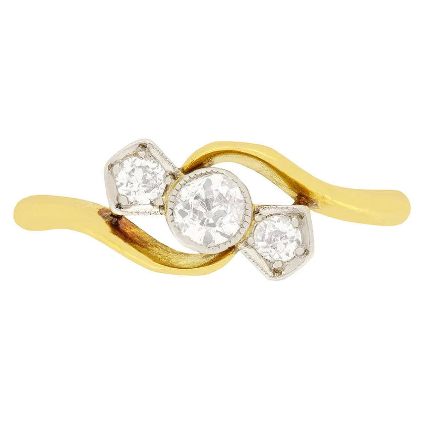 Victorian 0.80ct Diamond Three Stone Ring, c.1900s