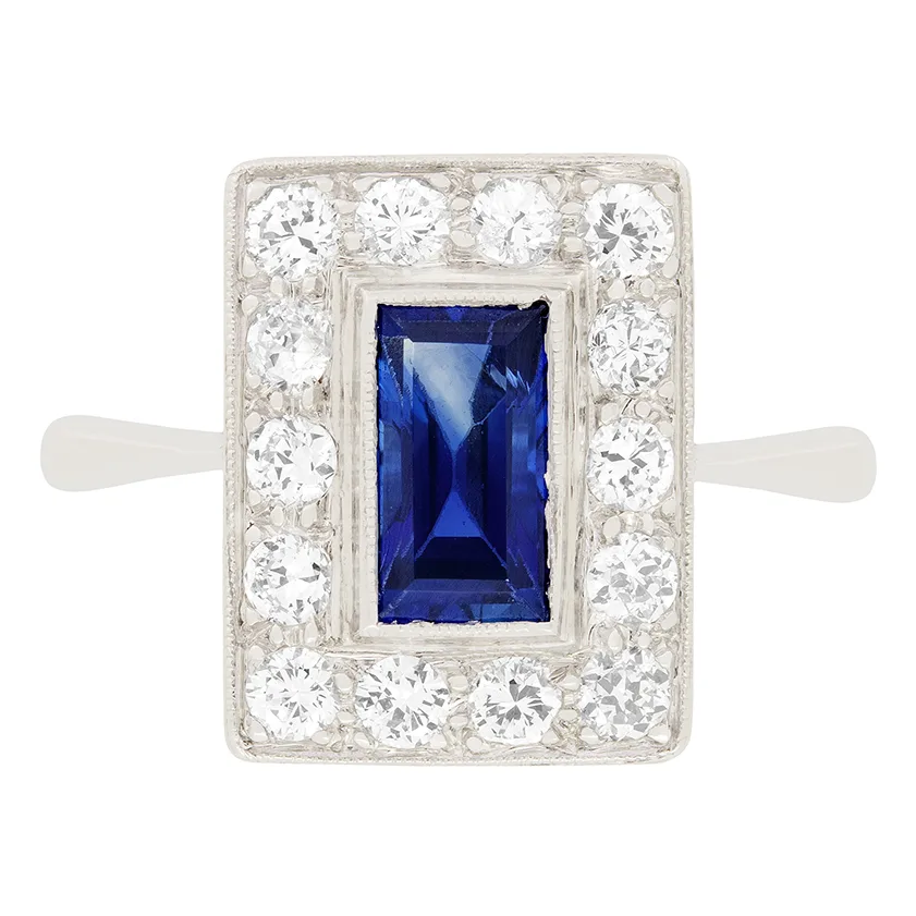 Late Deco 0.90ct Sapphire and Diamond Ring, c.1930s