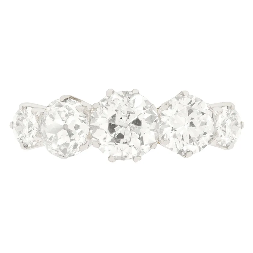 Edwardian 3.10ct Five Stone Diamond Ring, c.1910s