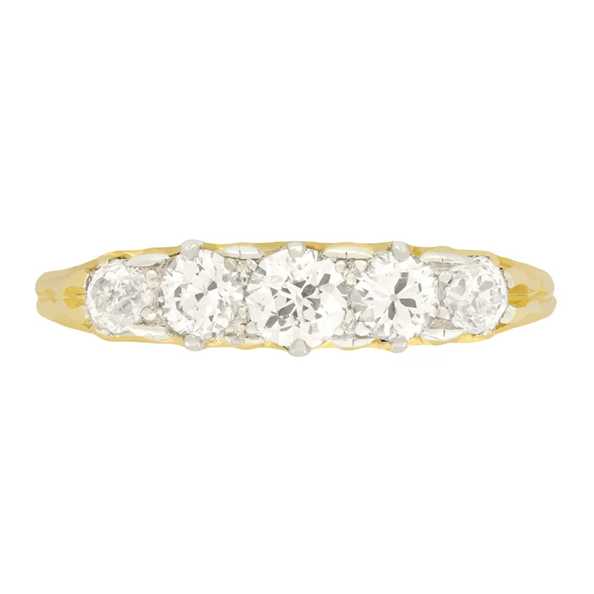 Victorian 0.70ct Diamond Five Stone Ring, c.1880s