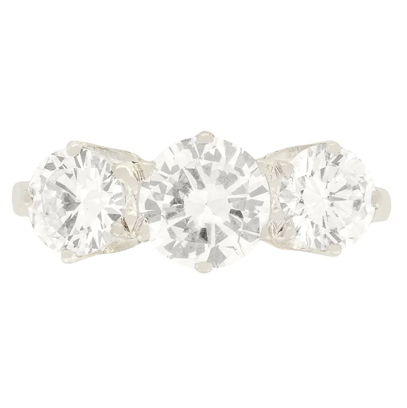 Art Deco 1.80ct Diamond Three Stone Ring, c.1930s