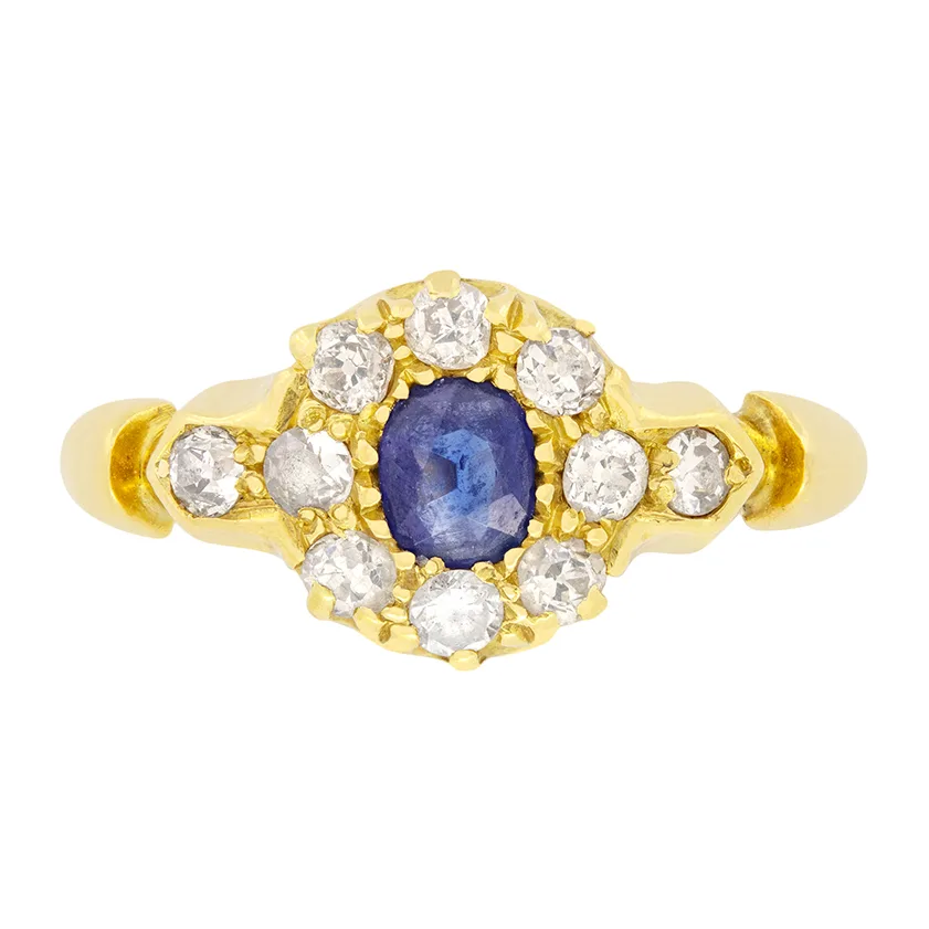 Edwardian 0.40ct Sapphire and Diamond Cluster Ring, hallmarked 1907