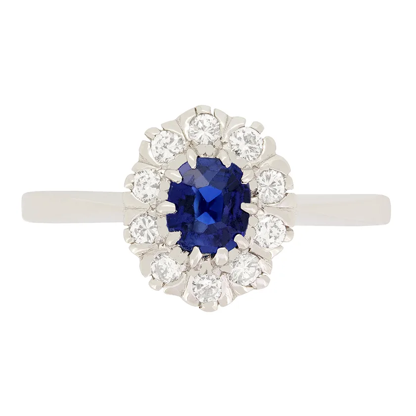 Vintage 0.50ct Sapphire and Diamond Cluster Ring, c.1970s