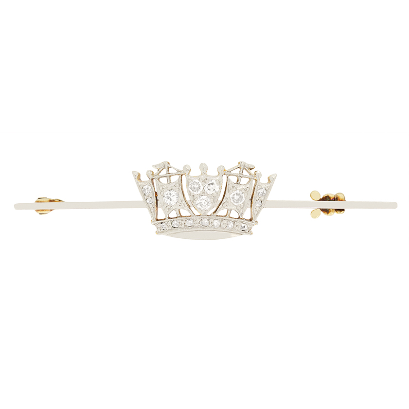 Edwardian Diamond Crown Brooch, Farringdons Jewellery