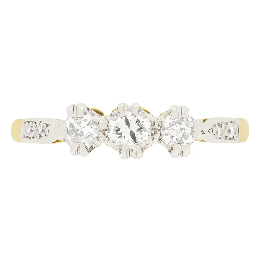 Edwardian 0.50ct Diamond Three Stone Ring c.1910s