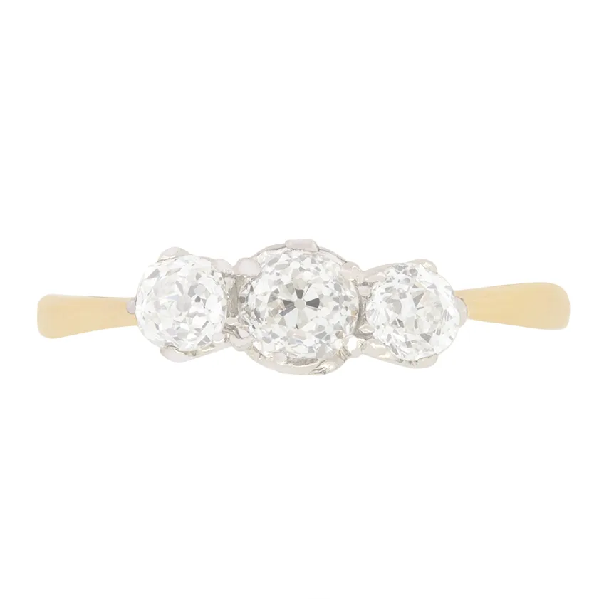Edwardian 0.75ct Diamond Three Stone Ring, c.1910s