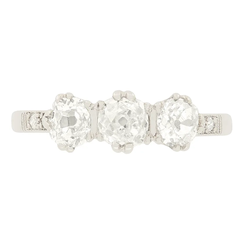 Art Deco 1.10ct Diamond Three Stone Ring, c.1920s