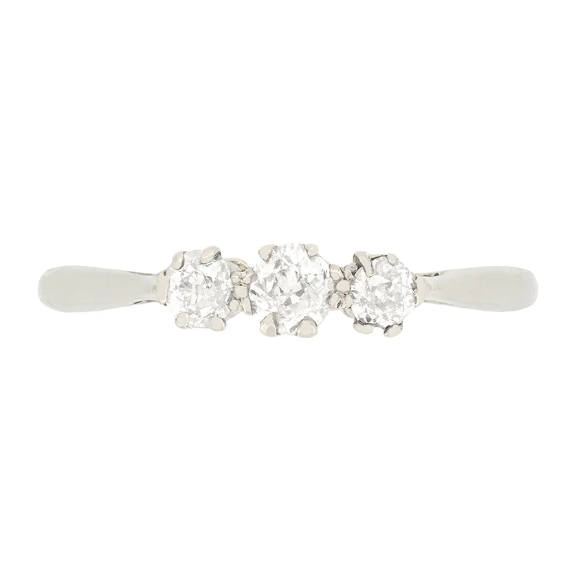 Art Deco 0.50ct Diamond Three Stone Ring, c.1920s