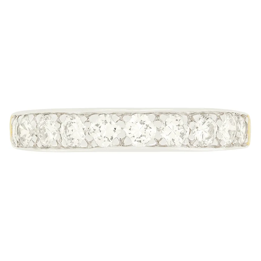 Late Deco 1.00ct Diamond Half Eternity Ring, c.1940s