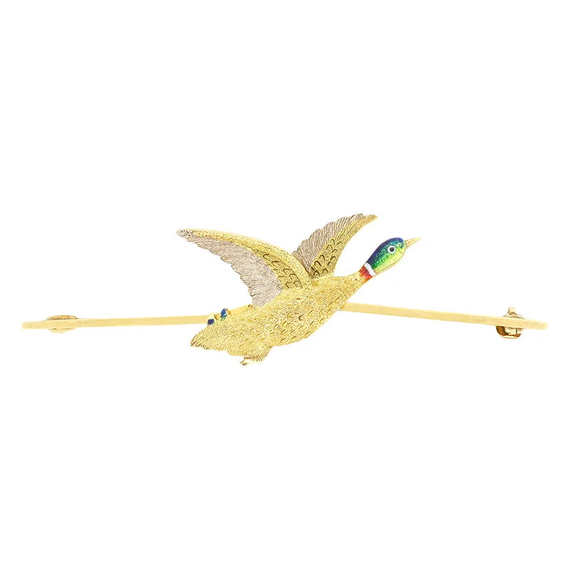 Edwardian Mallard Duck Brooch, c.1910s