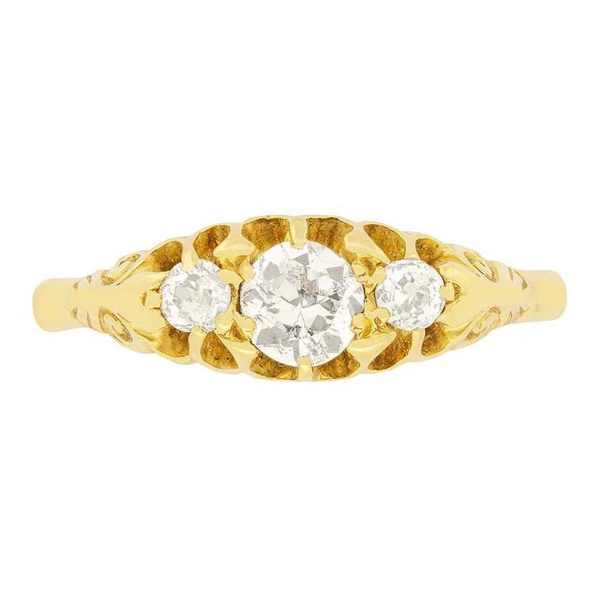 Victorian 0.60ct Diamond Three Stone Ring, c.1880s