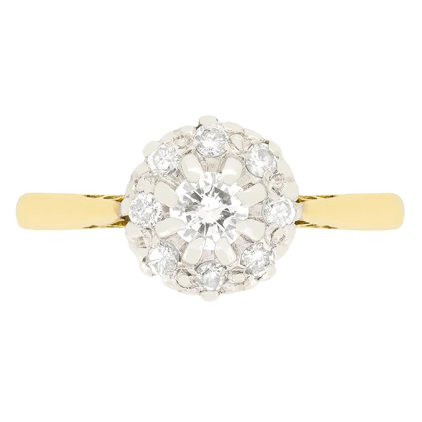Vintage 0.41ct Diamond Cluster Ring, c.1950s