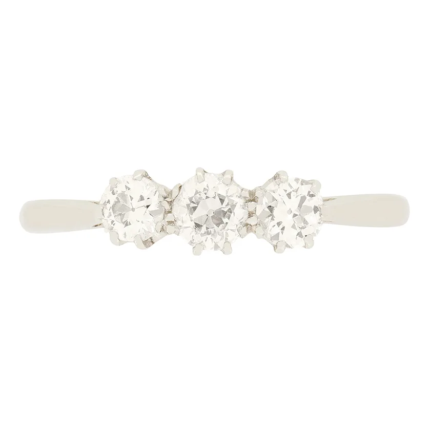 Art Deco 0.65ct Diamond Trilogy Ring, c.1920s