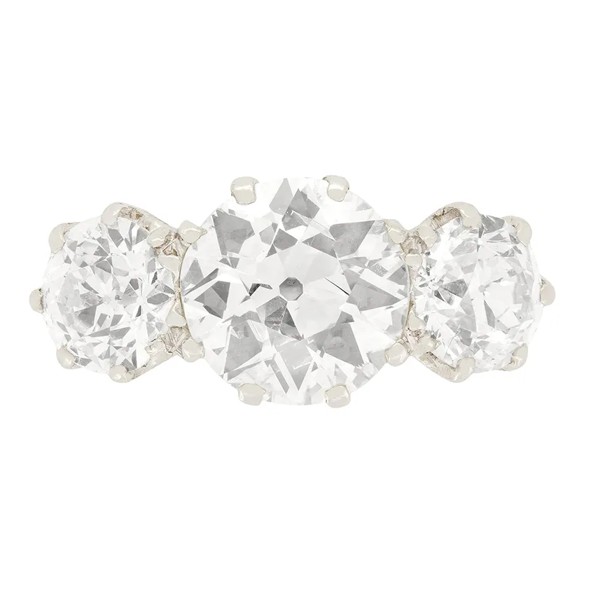 Art Deco 3.70ct Diamond Three Stone Ring, c.1920s