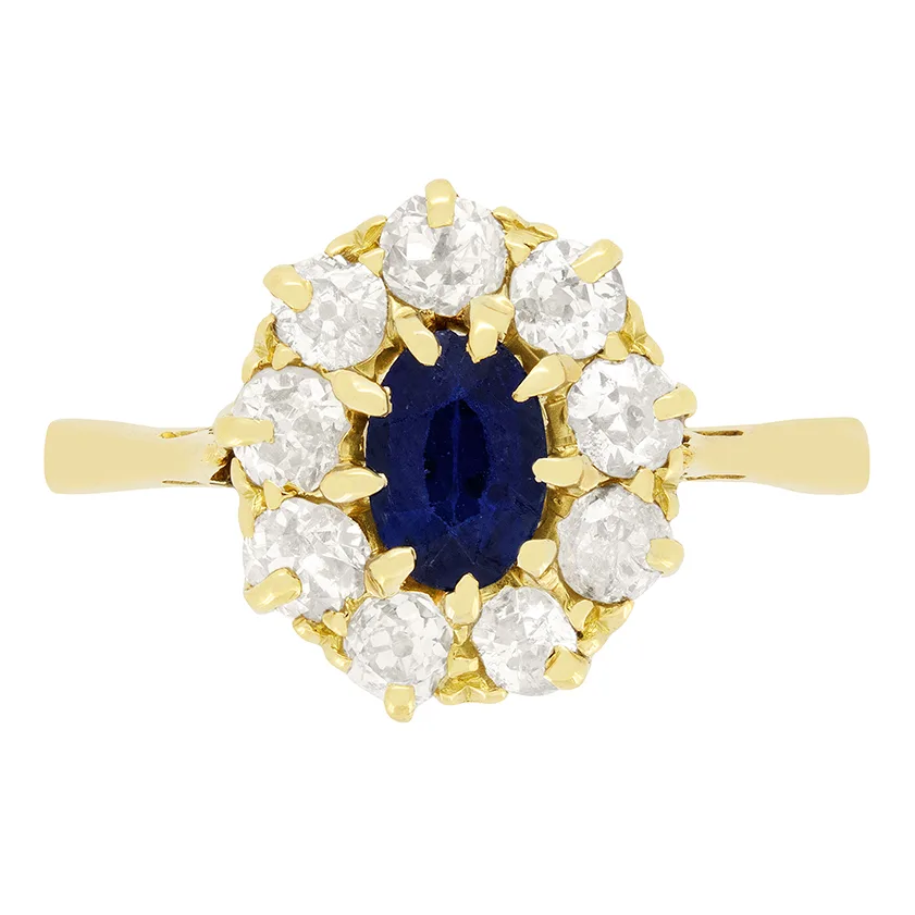 Victorian 0.40ct Sapphire and Diamond Cluster Ring, c.1880s