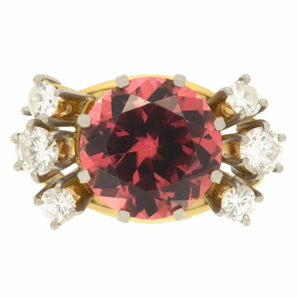 Vintage 6.50ct Pink Tourmaline Cocktail Ring, c.1970