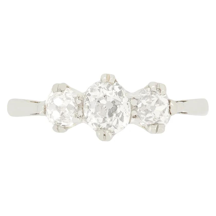 Art Deco 1.10ct Diamond Three Stone Ring, c.1920s