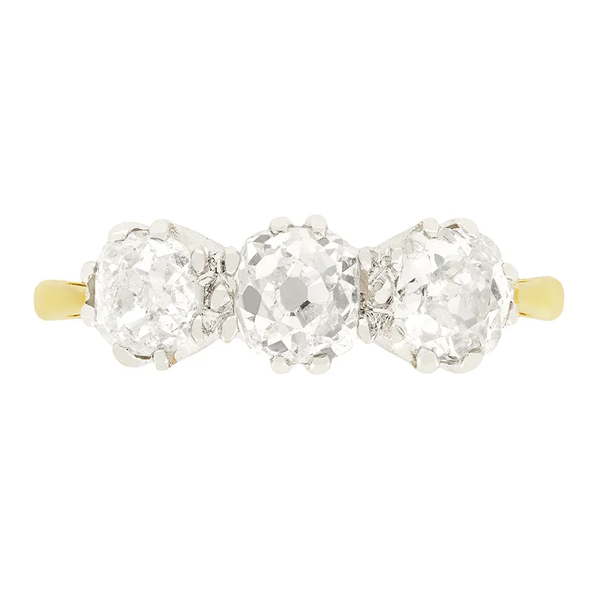 Vintage 1.40ct Diamond Three Stone Ring, c.1960s
