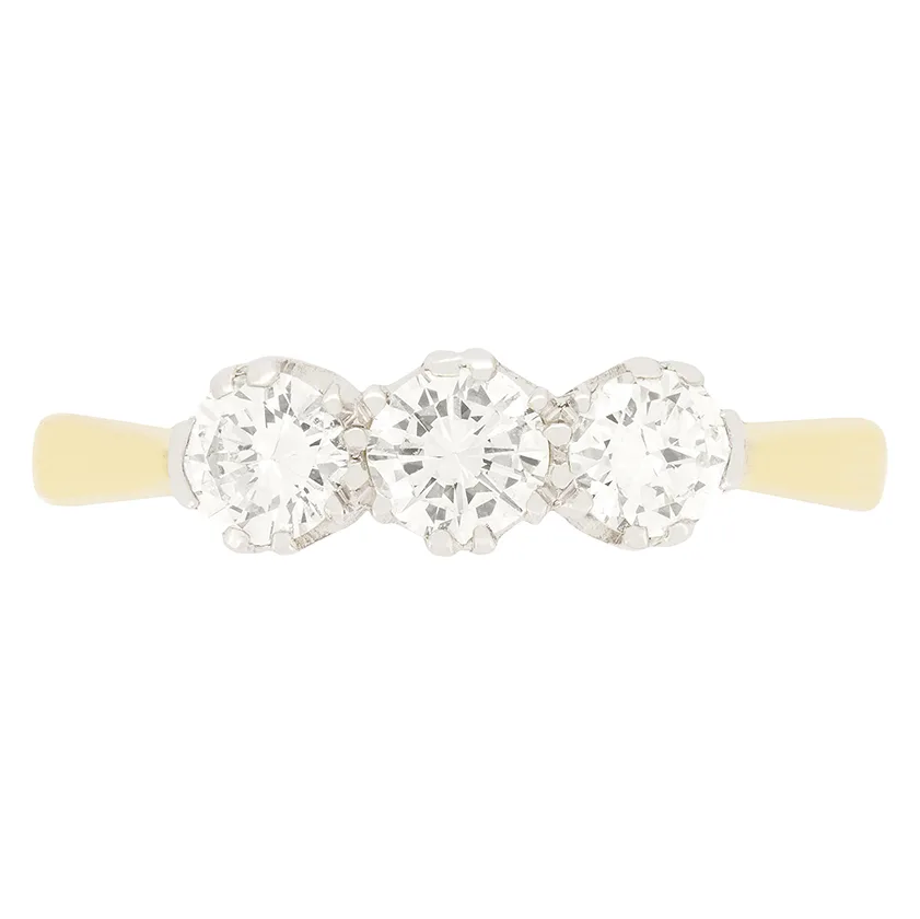 Vintage 0.65ct Diamond Trilogy Ring, c.1950s
