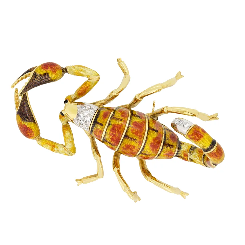 Vintage Diamond Scorpion Brooch, c.1970s