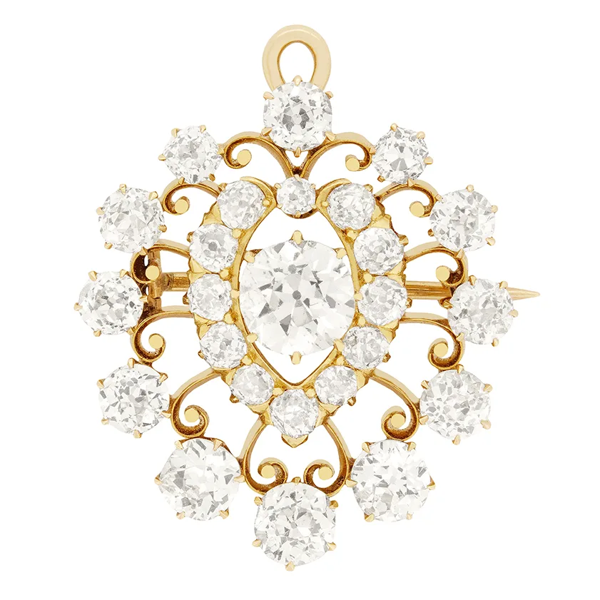 Victorian 5.35ct Diamond Brooch & Pendant, c.1880s