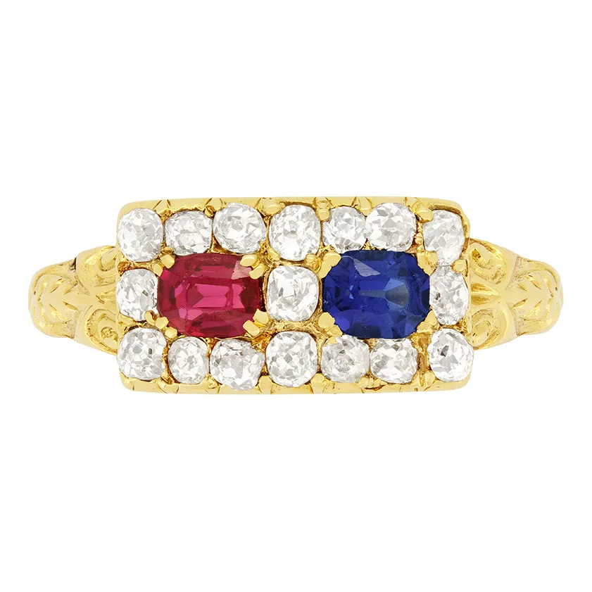 Victorian Ruby, Sapphire and Diamond Ring, c.1880s