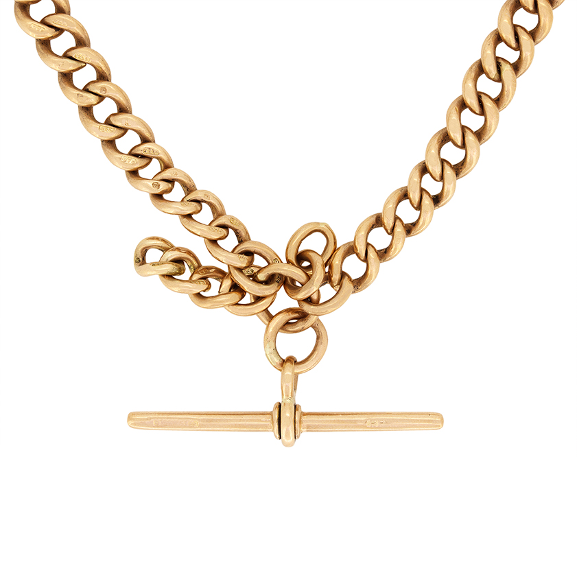 Victorian 9ct Rose Gold Albert Chain, Farringdons Jewellery
