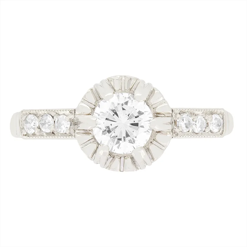 Late Deco 0.60ct Diamond Solitaire Ring, c.1940s