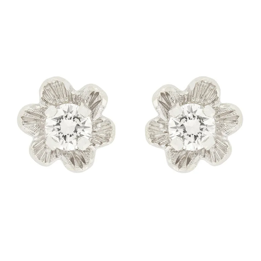 Late Deco 0.30ct Diamond Earrings, c.1940s