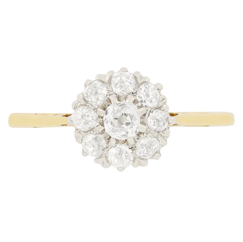 Late Victorian 0.65ct Diamond Cluster Ring, c.1900s