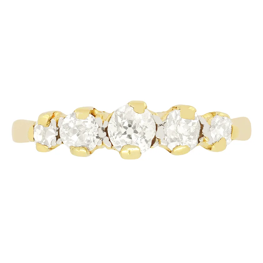 Victorian 0.80ct Diamond Five Stone Ring, c.1880s