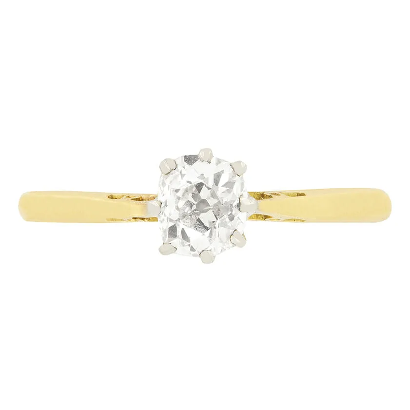 Edwardian 0.70ct Diamond Solitaire Ring, c.1910s
