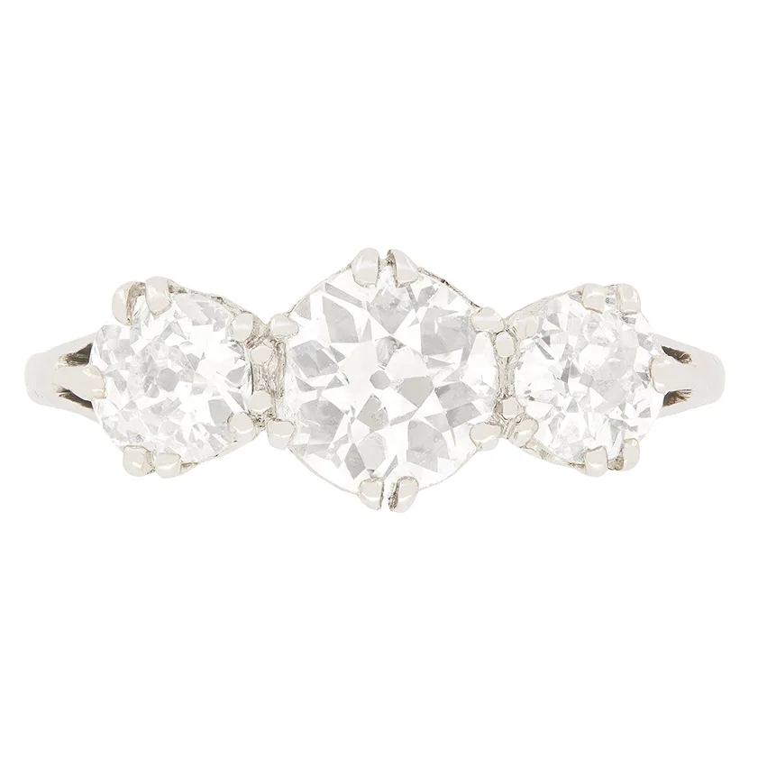Art Deco 1.75ct Diamond Three Stone Ring, c.1920s
