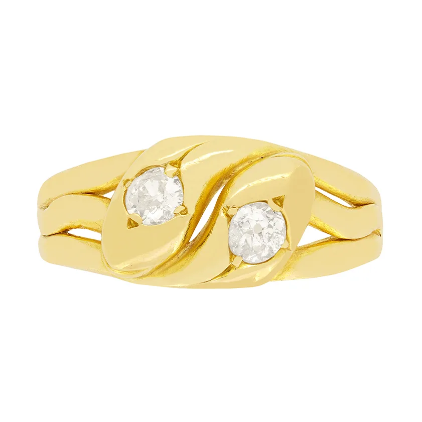 Victorian 0.40ct Diamond Snake Ring, hallmarked 1884