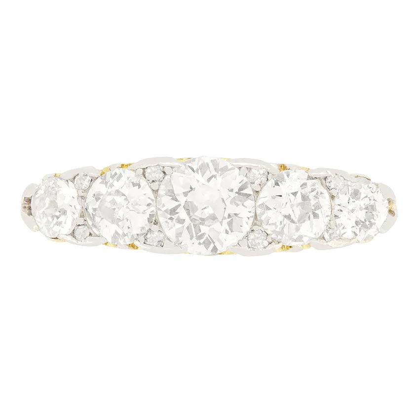 Victorian 2.60ct Diamond Five Stone Ring, c.1880s