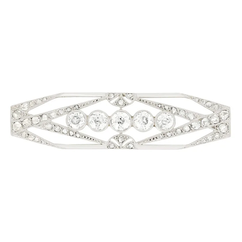 French Art Deco 2.30ct Diamond Brooch, c.1920s