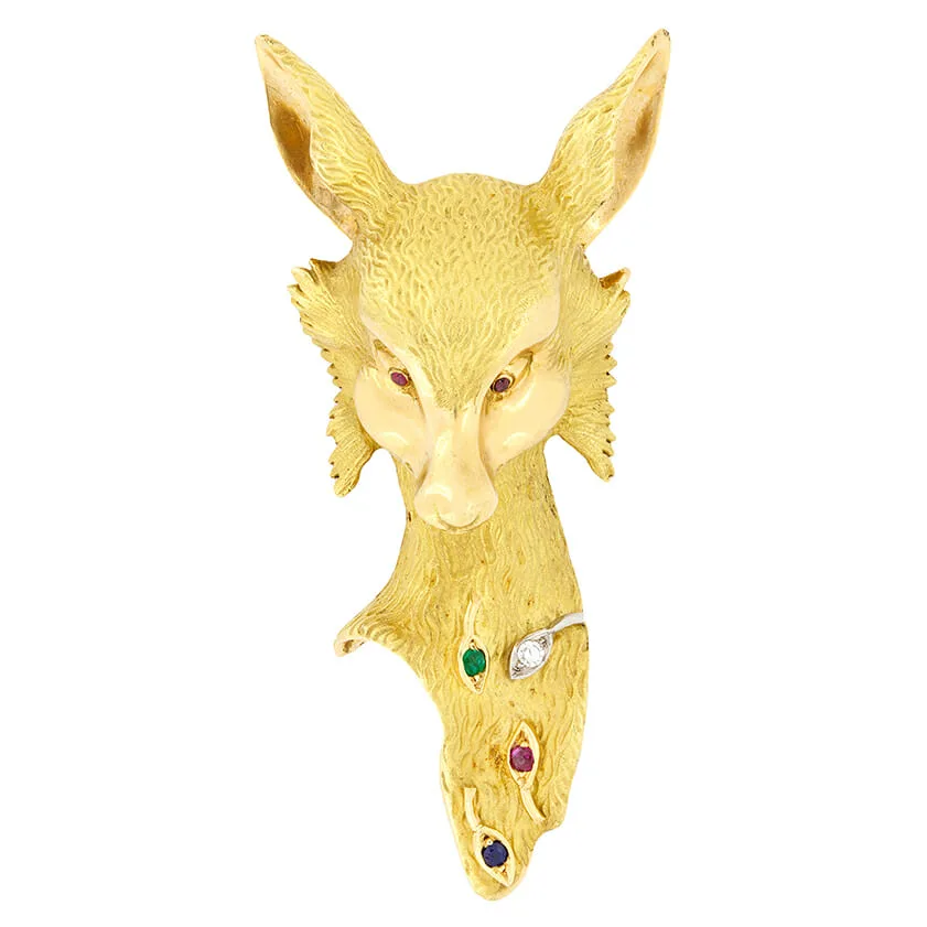 Wolfers Freres Diamond, Ruby, Sapphire and Emerald Brooch, c.1950s