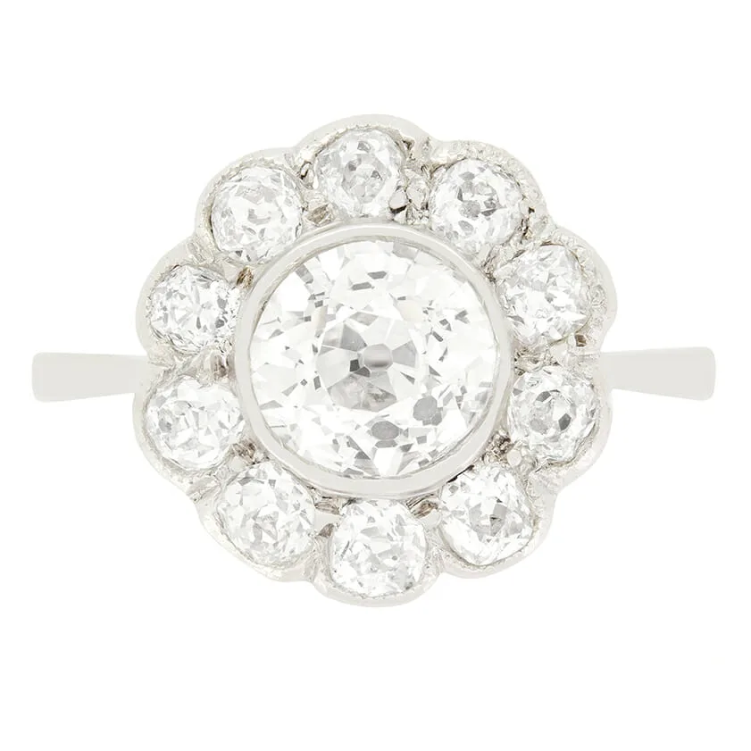 Art Deco 1.30ct Diamond Halo Ring, c.1920s