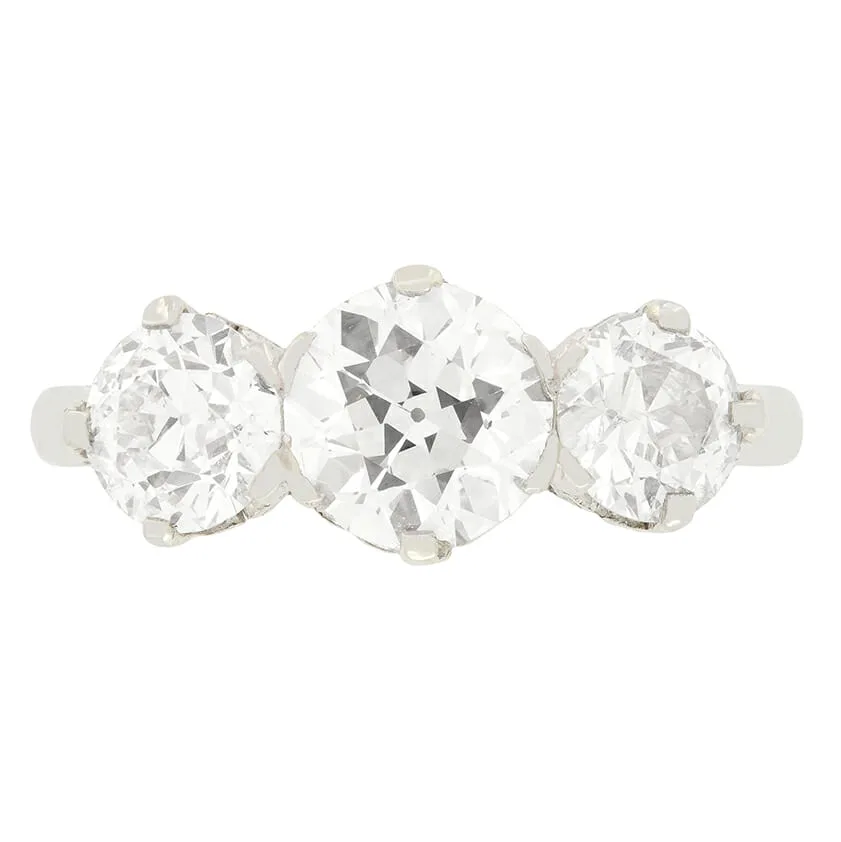 Art Deco 2.60ct Diamond Trilogy Ring, c.1920s