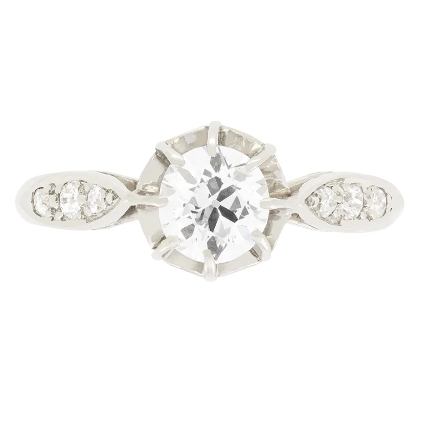 Art Deco 0.70ct Diamond Solitaire Ring, c.1920s