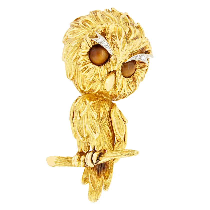 Vintage Owl Brooch, c.1975